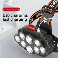 Lampe frontale A-ok Octa-core 20W à LED, rechargeable par USB, pour la pêche de nuit, le travail minier et les activités sur le terrain, avec éclairage à 360 degrés