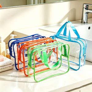 Custom Logo <b>Clear</b> PVC Cosmetic <b>Bag</b> Zipper <b>Bag</b> Transparent Travel <b>Toiletry</b> <b>Bag</b> Portable Vinyl Storage Handbag for Makeup - Product Image 2