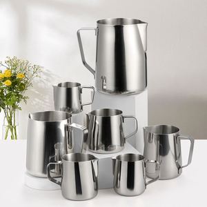 Hot Sale 2023 Manual Stainless Steel 304 Milk <b>Tea</b> Water Jug Steaming Foam Pitcher 350ml White - Product Image 1