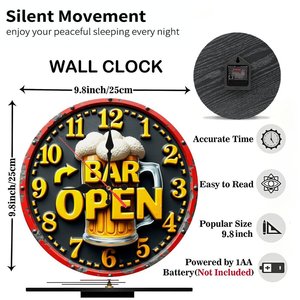 Round Wooden Wall <b>Clock</b> 25cm Minimalist Silent Non Ticking Home Office Wall Hanging <b>Clock</b> - Product Image 2