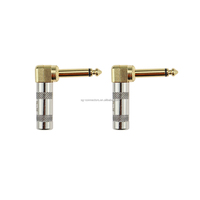 Prise stéréo TRS à angle droit plaquée or 24 carats, 6,35 mm, coque en alliage de zinc pour pédale d'effet de guitare, mixeur, utilisation en studio