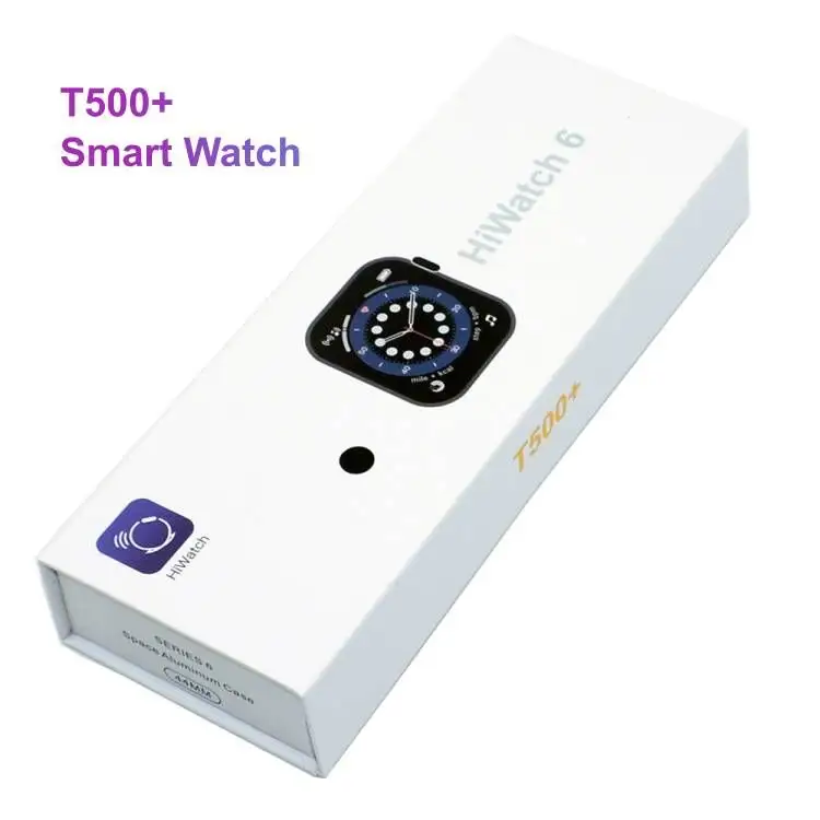 Amazon Venda Quente Relógio Inteligente T500 + hiwatch Série T500 6 Android Smartwatch À Prova D' Água Sem Fio da Tela de Toque + para mulheres dos homens
