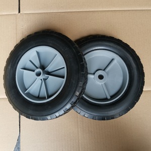 Solid Rubber Wheels 8x1.75 Gray <b>Plastic</b> Spokes Hard Tread Industrial Casters No Brake Round Bore - Product Image 1