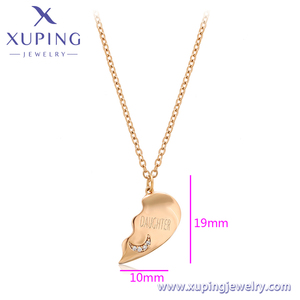 S00141811 XUPING joyería 18K chapado en oro moda joyería fina collares circón CZ <span class=keywords><strong>Luna</strong></span> corazón colgante collar para mujer hija - Product Image 3