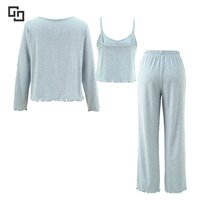 Ensembles de vêtements personnalisés Pyjamas 3 pièces pour femmes Ensemble Pyjamas en bambou Vêtements de nuit pour femmes Vente en gros Camisole Tops