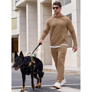 Mens Textured <b>Tracksuit</b> Set Hoodie Sweatshirt And Sweatpants Casual Autumn Wear Breathable Full Sleeve Adult Men's Outfit - Product Image 5