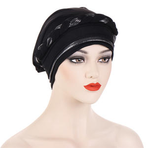 Q30334, turbante africano bohemio con trenza dorada <span class=keywords><strong>de</strong></span> estilo étnico para mujer, cubierta <span class=keywords><strong>de</strong></span> retazos para la cabeza del cabello, gorro envolvente para quimio, sombrero musulmán - Product Image 2