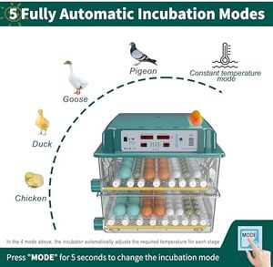 Incubadora automática de huevos de codorniz y pollo 120, monitores de humedad, Candler de huevos, 5 modos de incubación para el <span class=keywords><strong>día</strong></span> de incubación de huevos de codorniz y pollo - Product Image 3