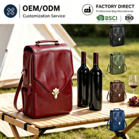 Sac isotherme en cuir PU 15L pour 2 bouteilles de vin, sac cadeau avec bandoulière, vente en gros d'usine, OEM