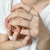 Nouvelle bague tendance pour femme, cadeau de mariage ou de fiançailles, chaîne souple avec anneau de traction, en argent sterling S925, chaîne à pampilles, ajustable
