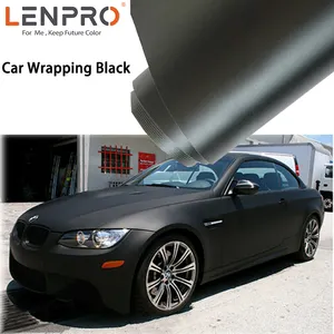 Lenpro Groothandel Premium Papier Glitter Colour Changing Glossy Auto Body Metallic Vinyl Wrap Film Matte Black Car Wrapping Zwart