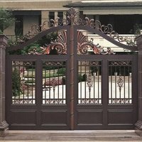 Portail de maison moderne, designs de grille personnalisés en usine, portail de cour en alliage d'aluminium