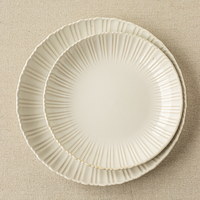 Assiettes de table en céramique américaines, vaisselle de restaurant en céramique, assiettes rayées, service de table, assiettes de fête 8,5'' 10,4''