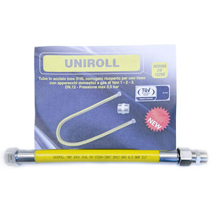 Uniroll ท่อก๊าซสเตนเลสสตีลแบบยืดหยุ่นได้, ท่อก๊าซแบบยืดหยุ่นสำหรับห้องครัวยาว0.5ม.-1/2 "ชิ้นส่วนเครื่องครัวสแตนเลสสตีลและเป็นไปตาม15266 - Product Image 1