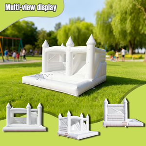 Château gonflable blanc avec toboggan et piscine, taille personnalisée, bâche en PVC 0,55 mm, capacité 500 kg, usage commercial, pour enfants, intérieur/extérieur - Product Image 3