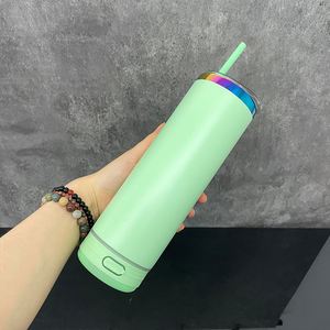 Gobelet intelligent sans fil avec haut-parleur intégré, en acier inoxydable blanc et bleu plaqué arc-en-ciel, 20 oz, avec bec verseur, expédié depuis notre entrepôt aux États-Unis - Product Image 3