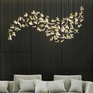 Customized Made Hotel Lobby Decorative Glass Pendant Light Modern Led Ceiling Chandelier Lighting Gold Leaf Accessories - Product Image 2