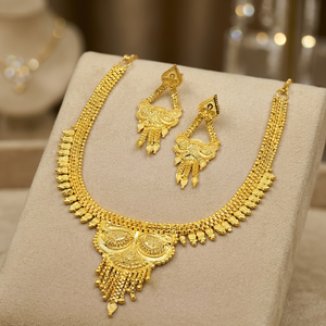 Wholesale Fashion 14K 18K 24K Micron Gold Short Necklaces, Traditional Design Jewelry Set, Brass Micron Gold Forming Jewelry Set - Product Image 2