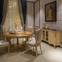 Buffet en bois massif de luxe européen, 4 portes, armoire de cuisine, présentoir de salle à manger, Buffet sculpté