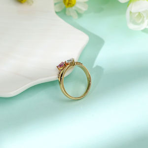 Bagues de fiançailles et de mariage classiques en or rose 18 carats massif, saphir taille cœur et diamant naturel, cadeau d'anniversaire, bijoux raffinés - Product Image 3