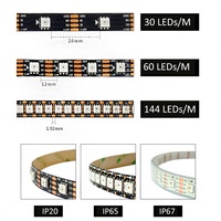 Tira de LED RGB WS2815 12V IP67 Impermeable para Jardín, SMD5050 60 LEDs, Regulable, Wi-Fi, Alto CRI80 2700K AIPIN, 2 Años de Garantía