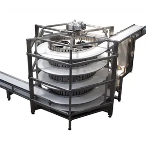 Máquina de empacotamento de sushi flexível, parafuso de plástico plano, espiral, cobertura inclinada, transportador de cinto