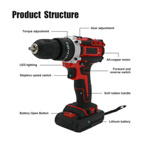 Vente d'usine, batterie Rechargeable multifonctionnelle 21V, tournevis à percussion, perceuse à marteau électrique