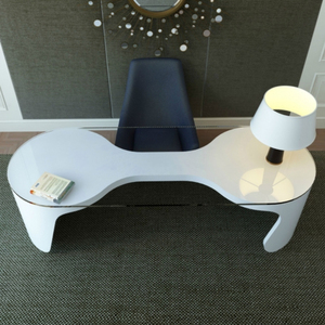 Trắng corian bàn làm việc mới nhất thiết kế văn phòng bàn Tên tấm hiện đại Ông Chủ văn phòng bàn với đèn - Product Image 2