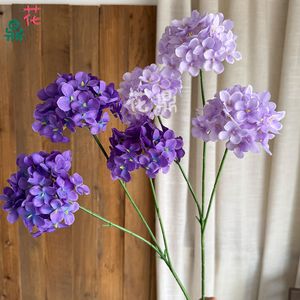 ดอกไฮเดรนเยียผ้าไหม ก้านเดี่ยว สีลูกกวาด 3 หรือ 5 หัว ตกแต่งงานแต่งงาน สมจริง - Product Image 5
