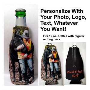 Porte-bouteille isotherme en néoprène personnalisé avec motif Bigfoot Believe, avec fermeture éclair - Product Image 5