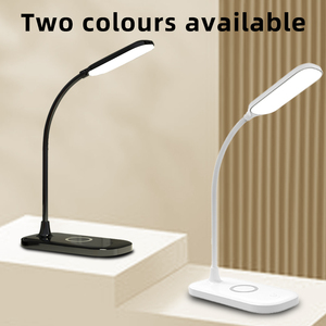 โคมไฟตั้งโต๊ะ LED อัจฉริยะพร้อมเครื่องชาร์จไร้สายเร็ว 15W ปรับความสว่างแบบไม่มีขั้นตอน ควบคุมการหรี่แสงด้วยระบบสัมผัส โคมไฟอ่านหนังสือสำหรับโต๊ะทำงานที่บ้านและสำนักงาน - Product Image 2