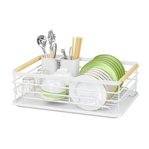 Moderno Organizador de Vajilla Multifuncional de Metal Blanco de un Solo Nivel para Encimera de Cocina con Escurridor y Soporte de Almacenamiento - Product Image 4