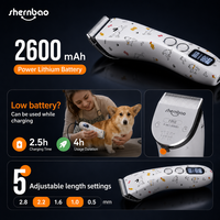 Tondeuse pour animaux de compagnie Shernbao PGC-780 5 en 1, tondeuse sans fil pour chiens, tondeuse pour chats, lame réglable, chiens et chats de petite et moyenne taille