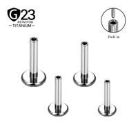 JIAXIN ASTM F136 G23 Titanio 16G 18G 20G Sin Rosca de Inserción Rápida Base Plana Poste de Varilla Labret Labio Hélix Tragus Pendiente Joyería para Piercing