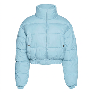 Women's Crew Neck Zipper <b>Cropped</b> <b>Puffer</b> Vest <b>Jacket</b> Coat Breathable Windproof Eco-Friendly Fashionable Short Length Vintage - Product Image 1
