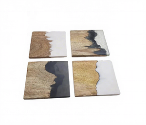 Best Quality 4 Pcs Set Natural Cup Drink Coaster Mango Wood Tree Bark Mats Kitchen Pad Eco-Friendly Classic Multi Color New - Product Image 1