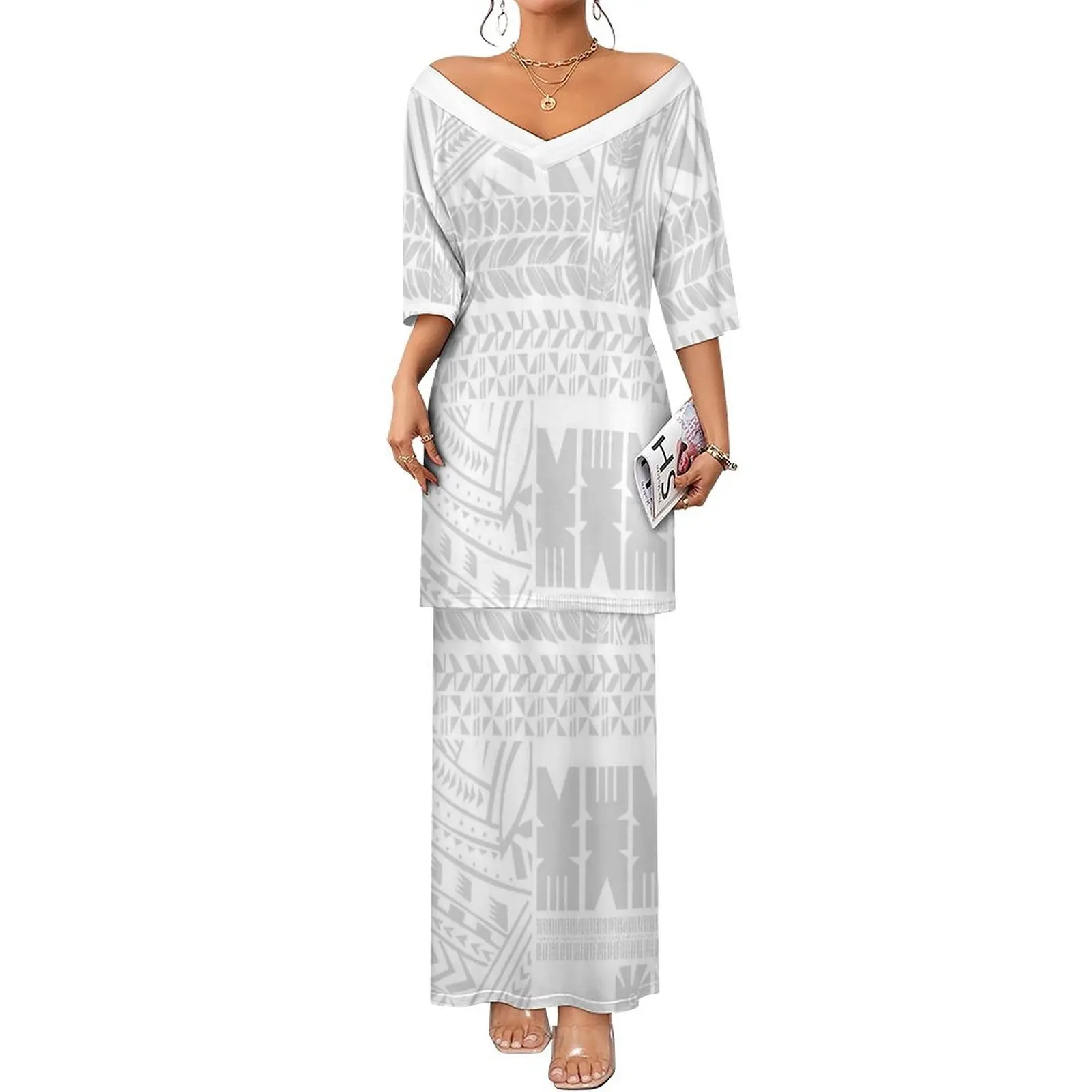 Ensemble 2 pièces avec jupe sexy pour femmes Samoan Puletasi, robe de vacances, style ethnique, tribal polynésien, design personnalisé