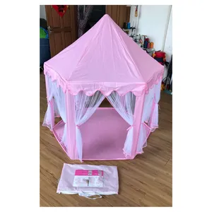 실내 야외 어린이 소녀 핑크 공주 플레이 하우스 성 플레이 텐트 장난감 Led 빛
