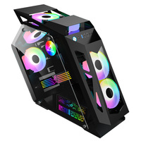 Boîtier PC Gaming transfrontalier K-God Alien-style avec ports USB 3.0 frontaux ; Boîtier E-Sports M-ATX en verre trempé pour Internet Café