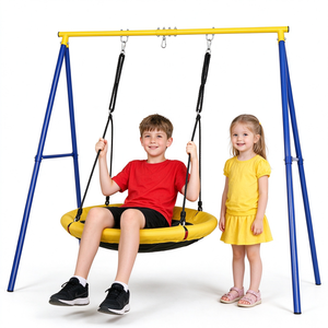 CreateFun 40 Inch <strong>Saucer</strong> <strong>Swing</strong> Adjustable Height Round Outdoor Hanging Seat for Garden - Product Image 5
