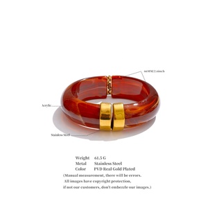 Mchic 3383 Stainless Steel Chunky Bangle Bracelet Thick <strong>Acrylic</strong> Multicolor Women Fashion <strong>Jewelry</strong> for Wholesale 66mm Gift - Product Image 2