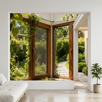 Fenêtres en verre triple vitrage trempé, à cadre en bois et revêtement aluminium, insonorisées, design européen, pour cuisine et salon – Collection été chaude