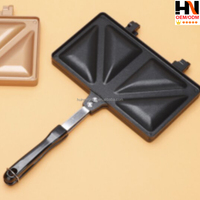 Plaque de cuisson pour sandwichs et toasts, moulée par pressage à chaud, pour camping en extérieur, compatible feu direct, avec clip de fixation pour bord de pot