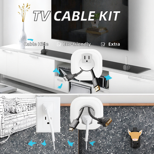 Kit di gestione cavi per <span class=keywords><strong>TV</strong></span> a parete con <span class=keywords><strong>presa</strong></span> di alimentazione e accessorio per trapano a tazza, nascondi-cavi in plastica per <span class=keywords><strong>TV</strong></span> - Product Image 2