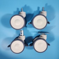 Roulettes médicales de 100 mm à double roue, tige ronde, double frein, 4 pouces, pour mobilier hospitalier