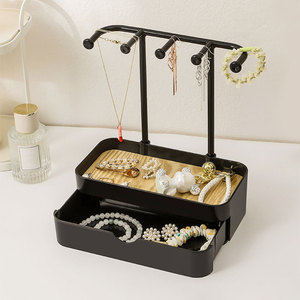 Estante de soporte para pendientes con <span class=keywords><strong>mini</strong></span> perchas, soporte de exhibición de joyería, organizador de pendientes, estante de almacenamiento de joyería de doble capa - Product Image 1