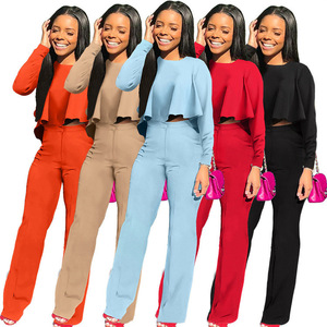 Conjunto de Dos Piezas para Mujer, Talla Grande, Estilo Casual Urbano, Marca Privada, Top Corto Personalizado, Spandex/Poliéster Transpirable - Product Image 3