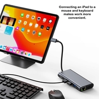 Hub USB-C Multifuncional 11 en 1, Adaptador de Estación de Acoplamiento USB-C, PD, USB 3.0, HDMI, VGA, RJ45 Ethernet, SD/TF, Accesorios para iMac para Usuarios Profesionales