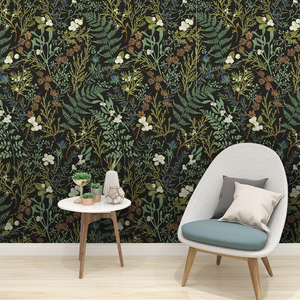 Papel Tapiz Autoadhesivo Removible de Vinilo con Diseño Personalizado de Helechos del Bosque, Calcomanía Botánica Oscura para Pared Decorativa y Renovación de Muebles - Product Image 3