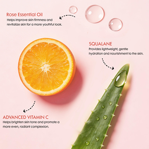 Sérum Huile Visage Éclaircissant à la Vitamine C MLM OEM ODM Marque Privée 30ml, Huile Visage Anti-Âge et Raffermissante à la Rose et au Squalane pour Femmes - Product Image 4